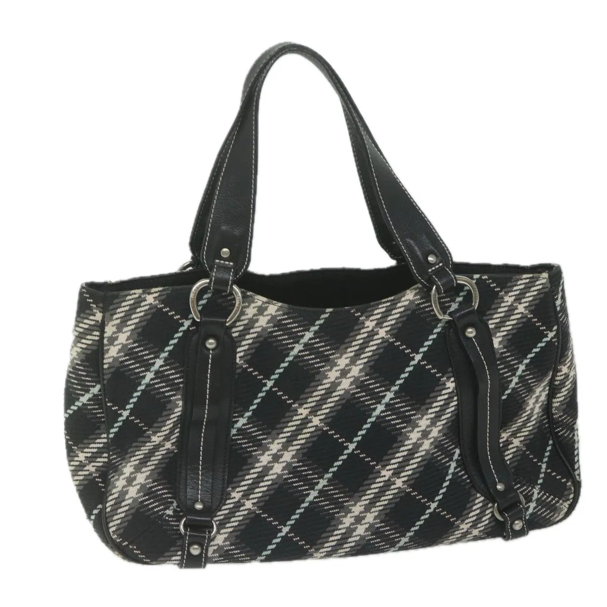 BURBERRY Nova Check Blue Label Tote Bag Canvas Black  hk1018