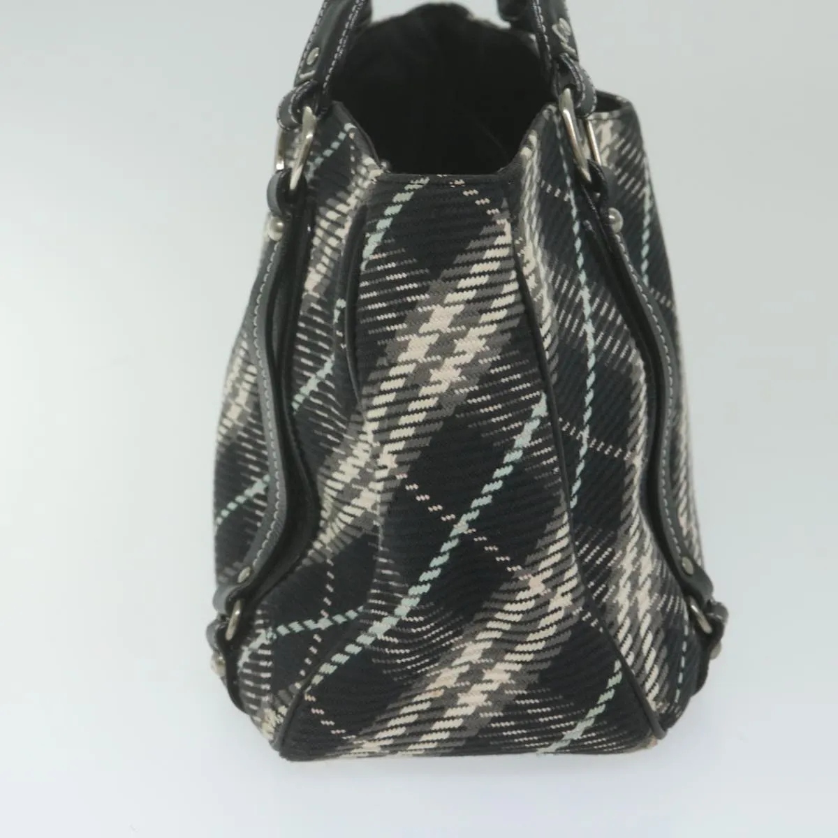 BURBERRY Nova Check Blue Label Tote Bag Canvas Black  hk1018