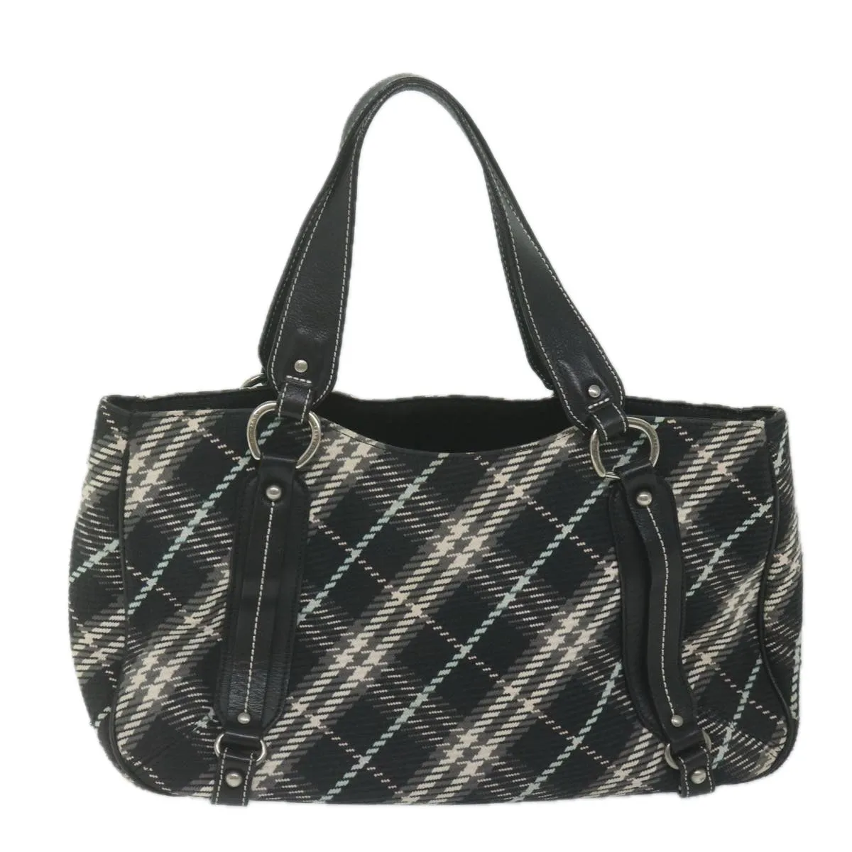 BURBERRY Nova Check Blue Label Tote Bag Canvas Black  hk1018