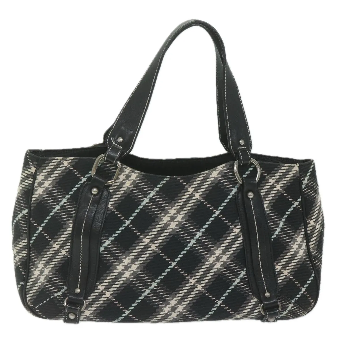 BURBERRY Nova Check Blue Label Tote Bag Canvas Black  hk1018