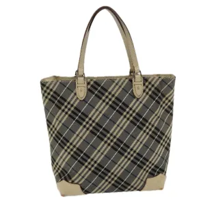 BURBERRY Nova Check Blue Label Tote Bag Canvas Navy Silver Silver  bs16583