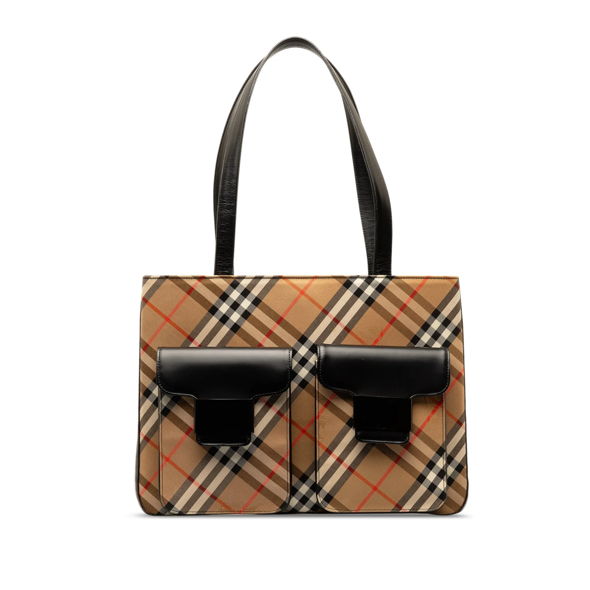 BURBERRY Nova Check Double Pocket Tote Tote Bag