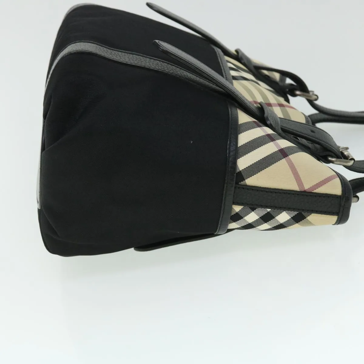 BURBERRY Nova Check Tote Bag Nylon Beige Black  yk8426