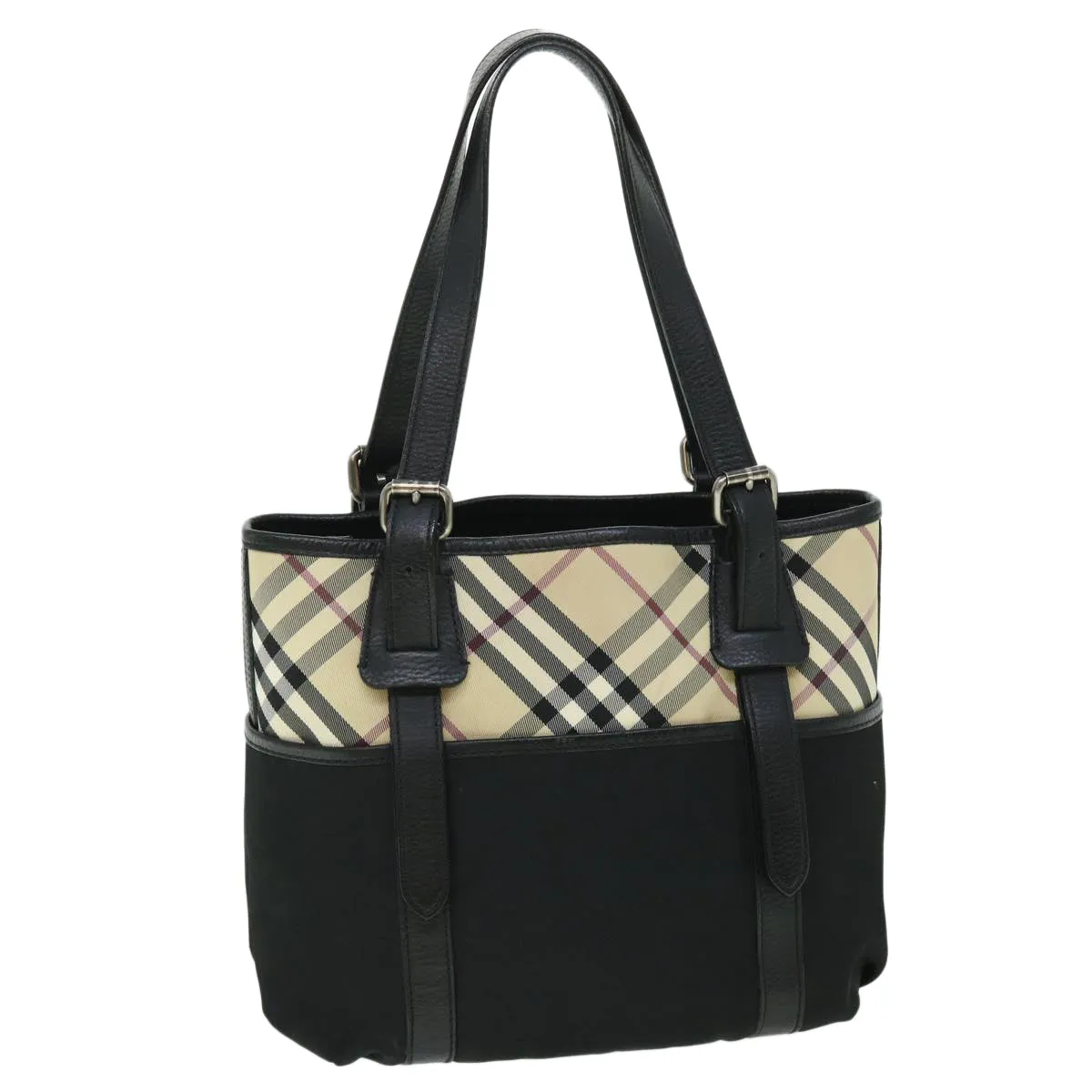 BURBERRY Nova Check Tote Bag Nylon Beige Black  yk8426