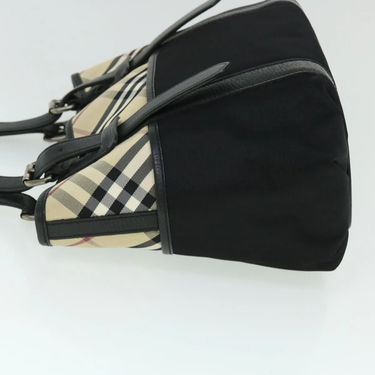 BURBERRY Nova Check Tote Bag Nylon Beige Black  yk8426