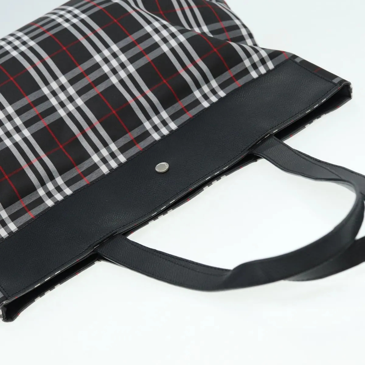 BURBERRY Nova Check Tote Bag Nylon Black Silver  ti1963