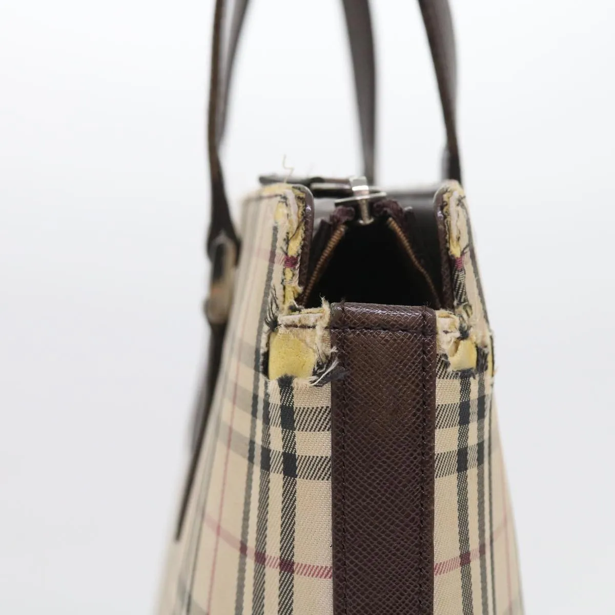 BURBERRY Nova Check Tote Bag Nylon Canvas Beige  56398