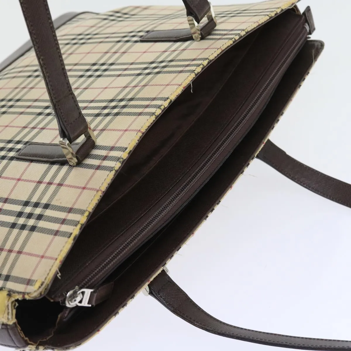 BURBERRY Nova Check Tote Bag Nylon Canvas Beige  56398