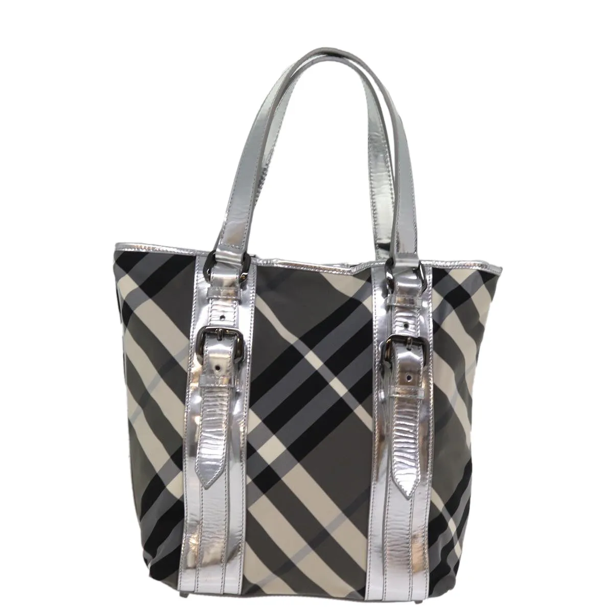 BURBERRY Nova Check Tote Bag Nylon Gray  77008