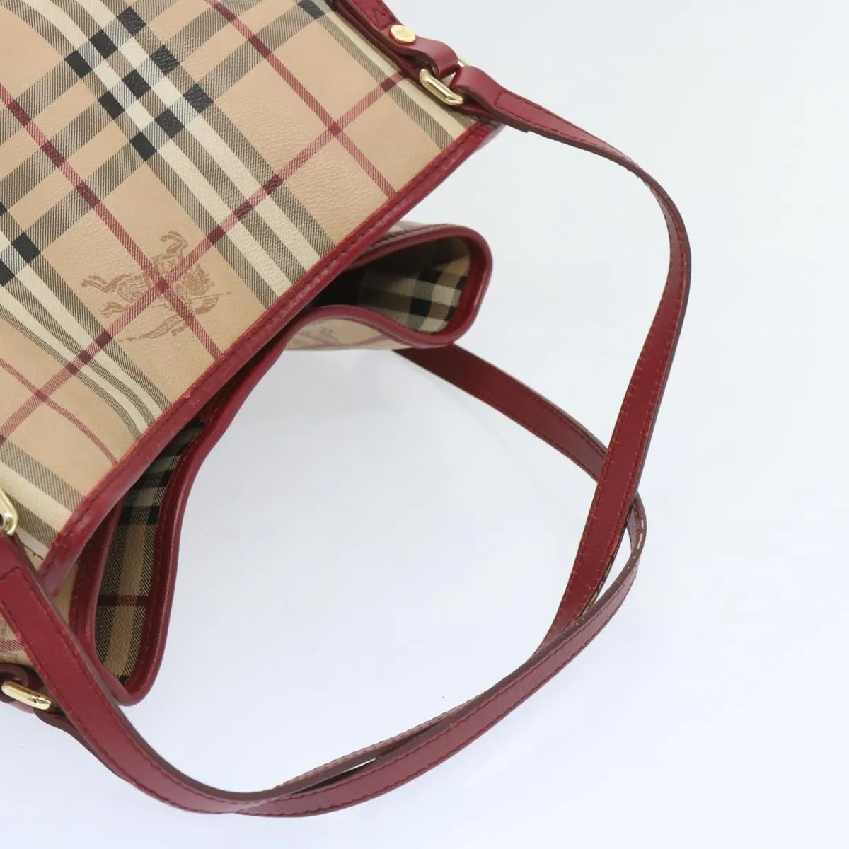 BURBERRY Nova Check Tote Bag PVC Beige Red  66734