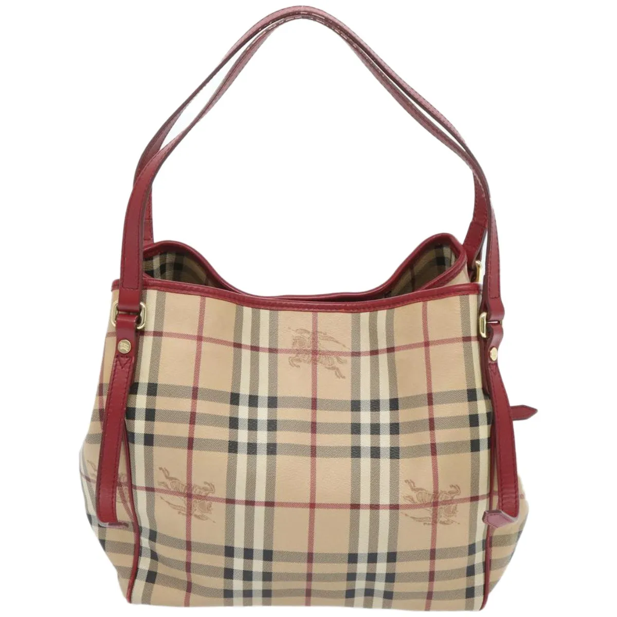 BURBERRY Nova Check Tote Bag PVC Beige Red  66734