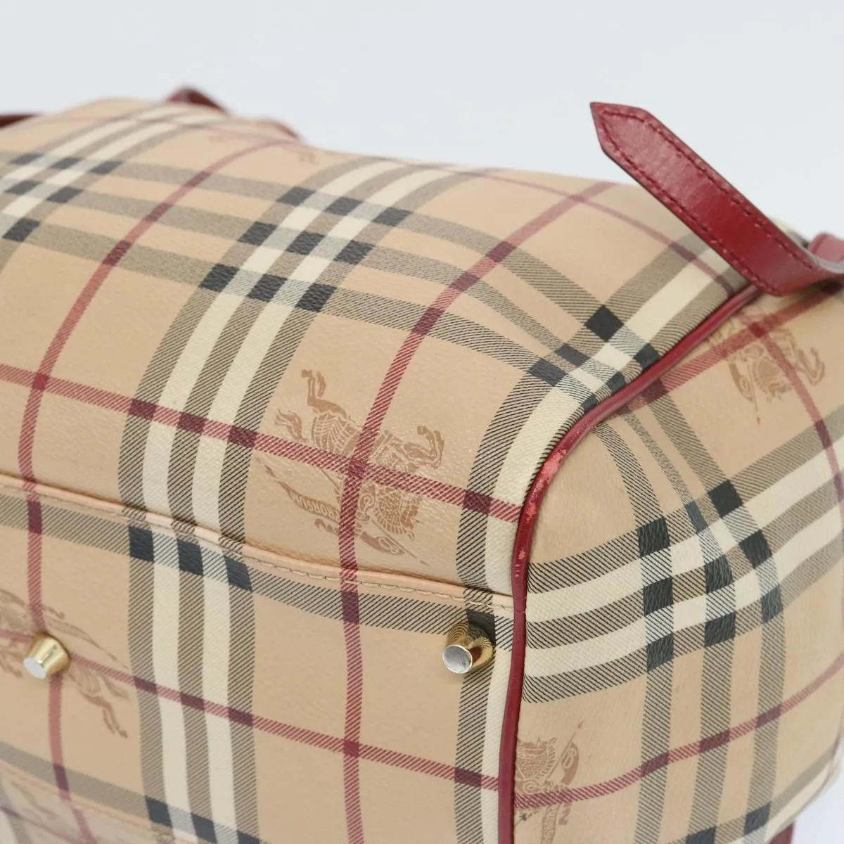 BURBERRY Nova Check Tote Bag PVC Beige Red  66734