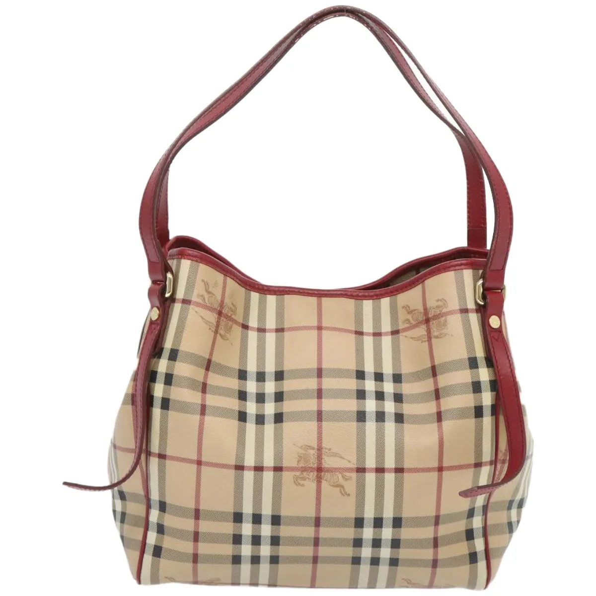 BURBERRY Nova Check Tote Bag PVC Beige Red  66734