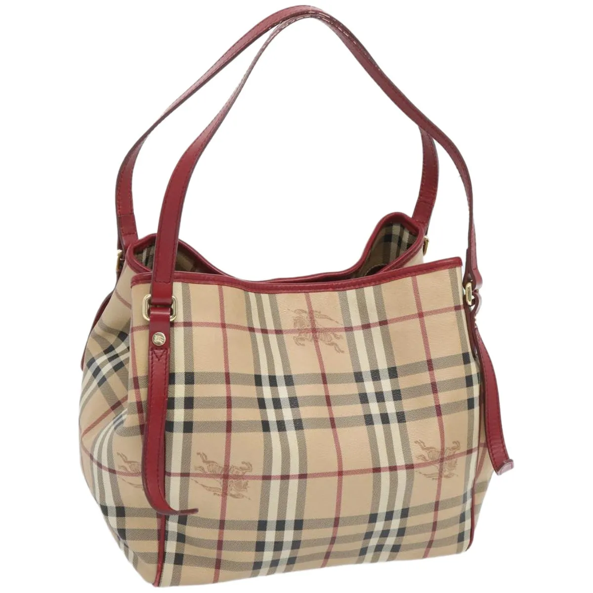 BURBERRY Nova Check Tote Bag PVC Beige Red  66734