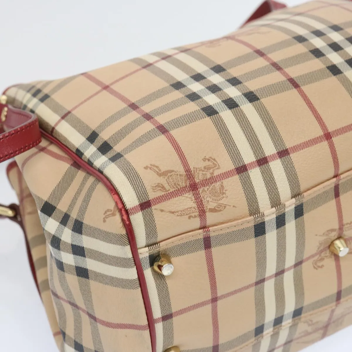 BURBERRY Nova Check Tote Bag PVC Beige Red  66734