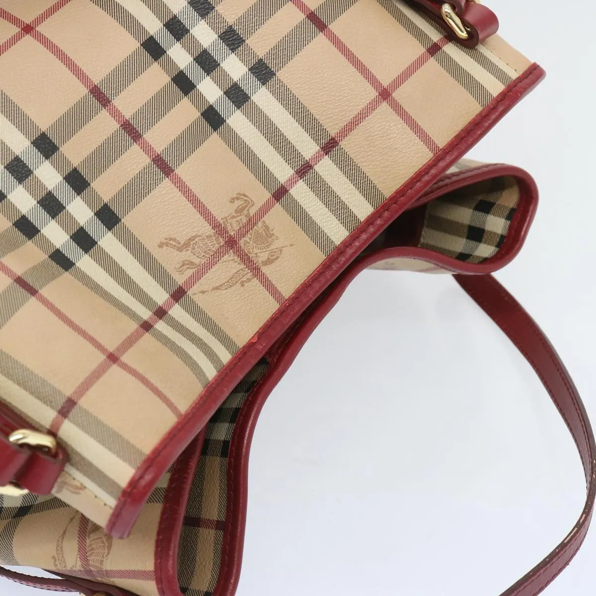 BURBERRY Nova Check Tote Bag PVC Beige Red  66734