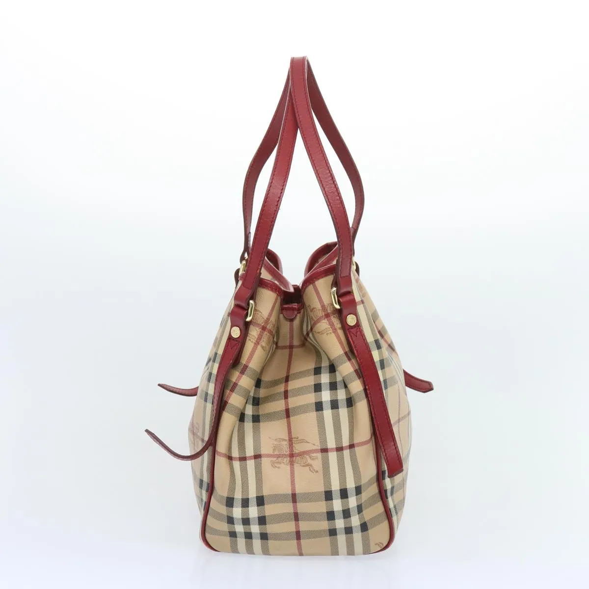 BURBERRY Nova Check Tote Bag PVC Beige Red  66734