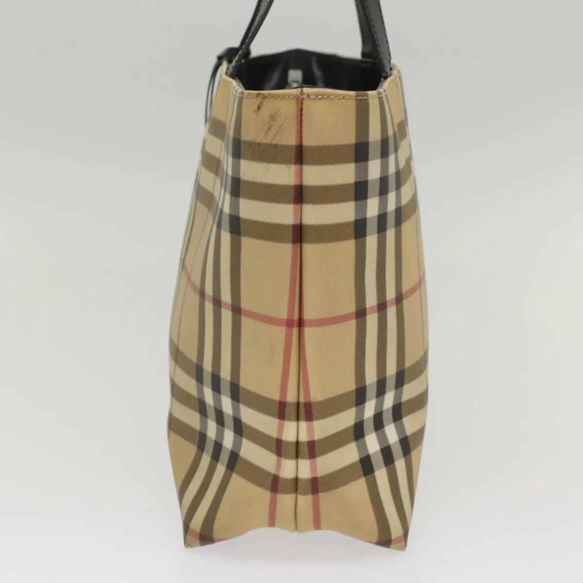 BURBERRY Nova Check Tote Bag PVC Leather Beige  bs8543