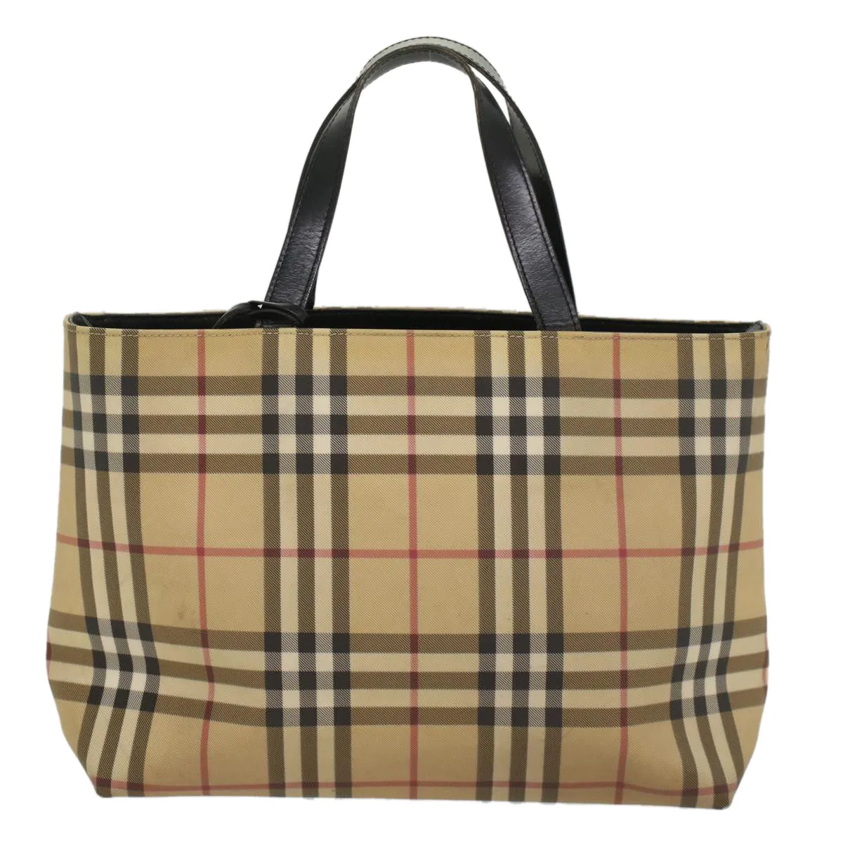 BURBERRY Nova Check Tote Bag PVC Leather Beige  bs8543