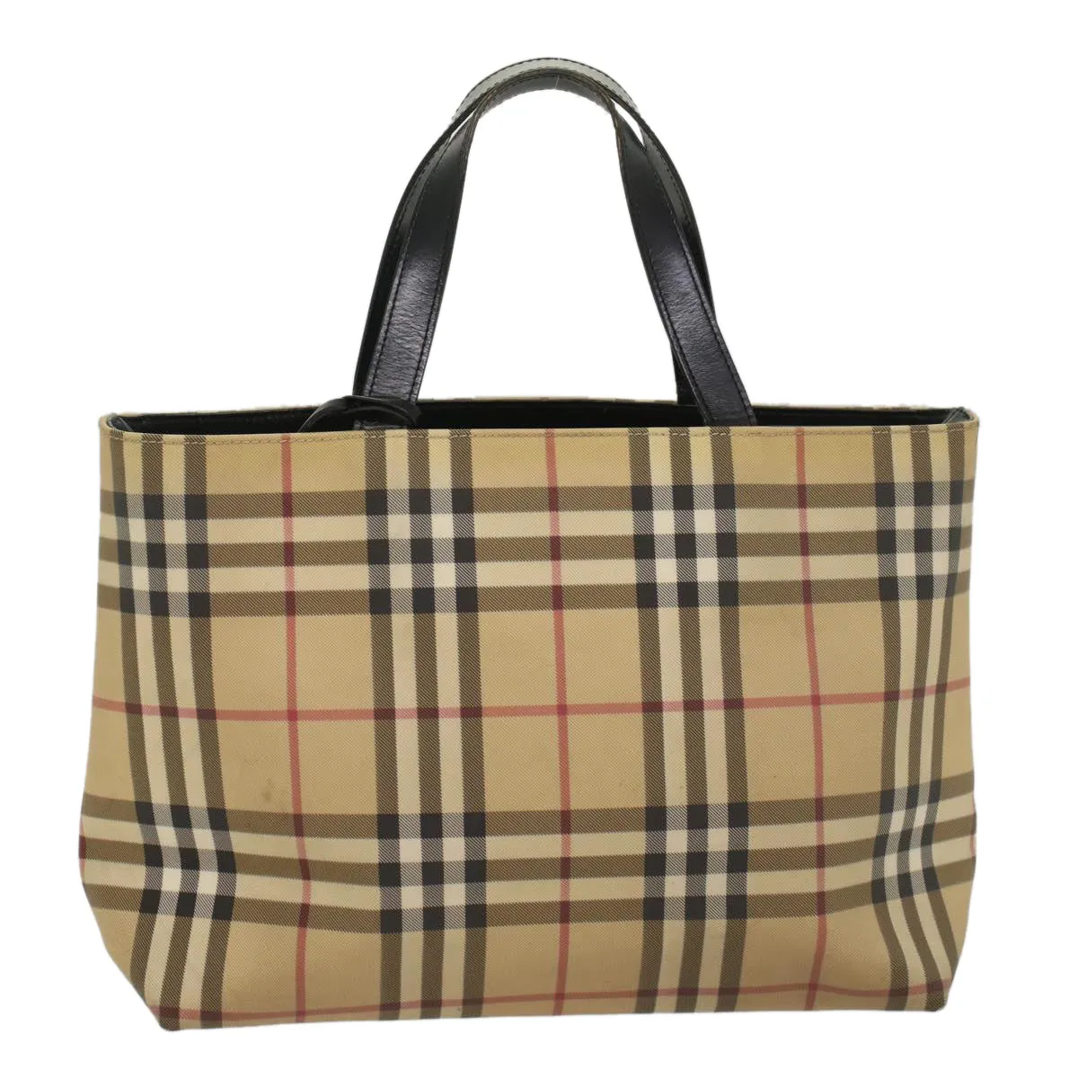 BURBERRY Nova Check Tote Bag PVC Leather Beige  bs8543