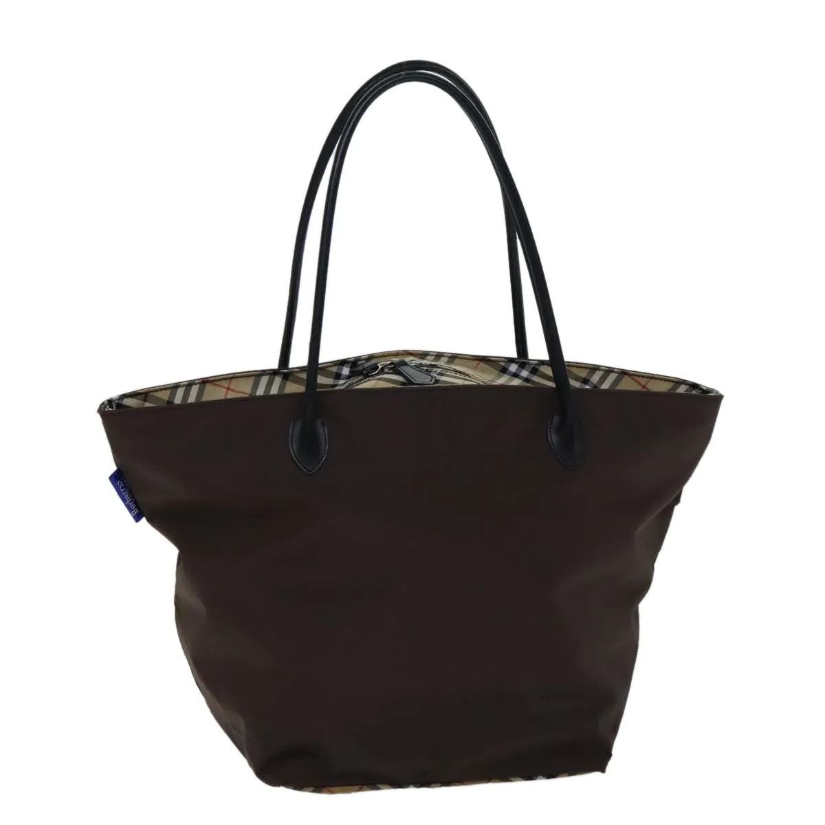 BURBERRYSs Nova Check Blue Label Tote Bag Nylon Brown  bs13863