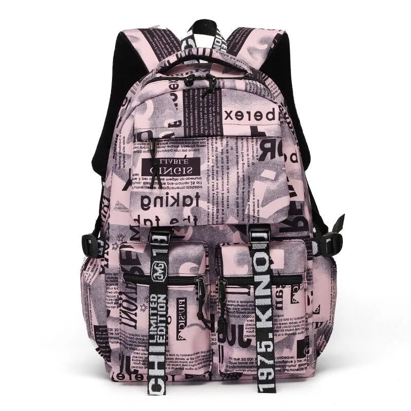 Canvas Letter Printing Backpacks For Women