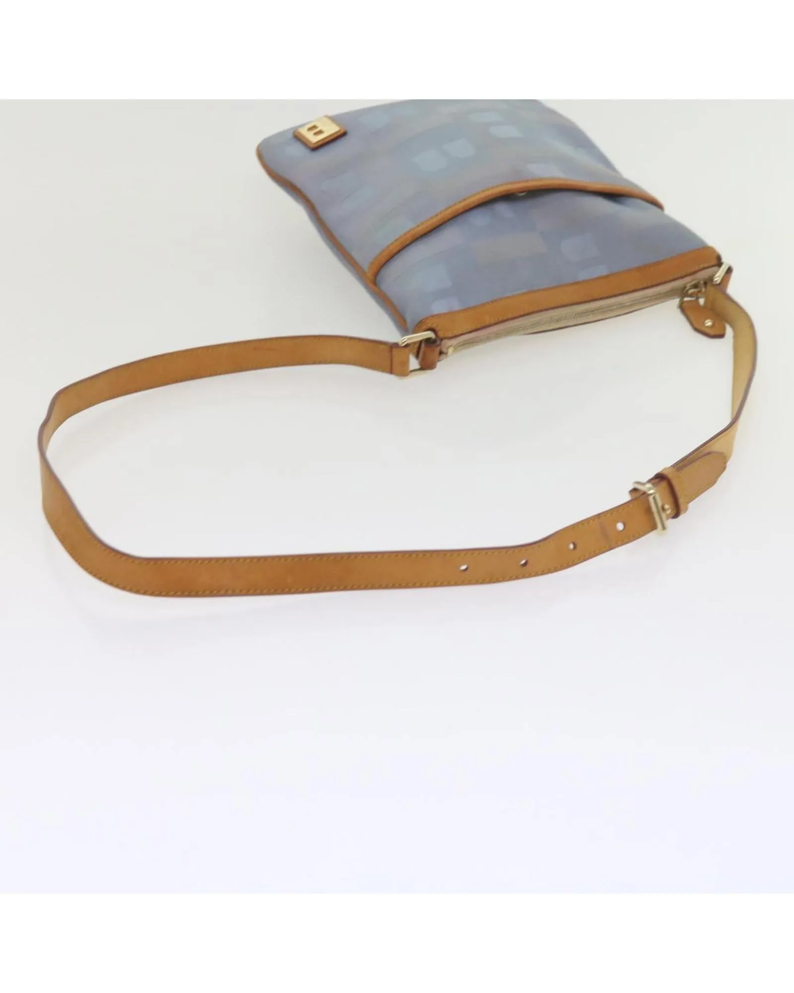 Canvas Shoulder Bag with Adjustable Strap - Light Blue