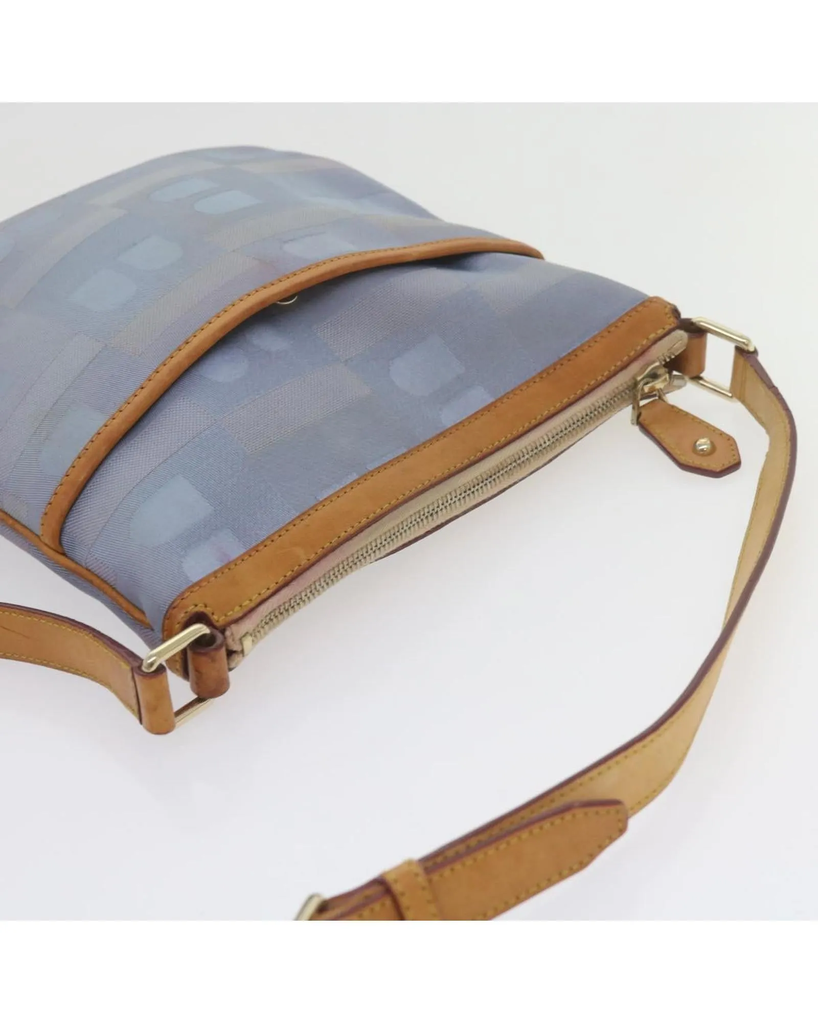 Canvas Shoulder Bag with Adjustable Strap - Light Blue