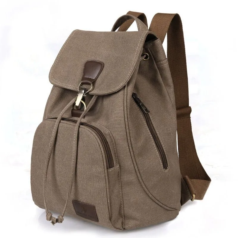 Canvas Solid Color Travel Backpack For Women