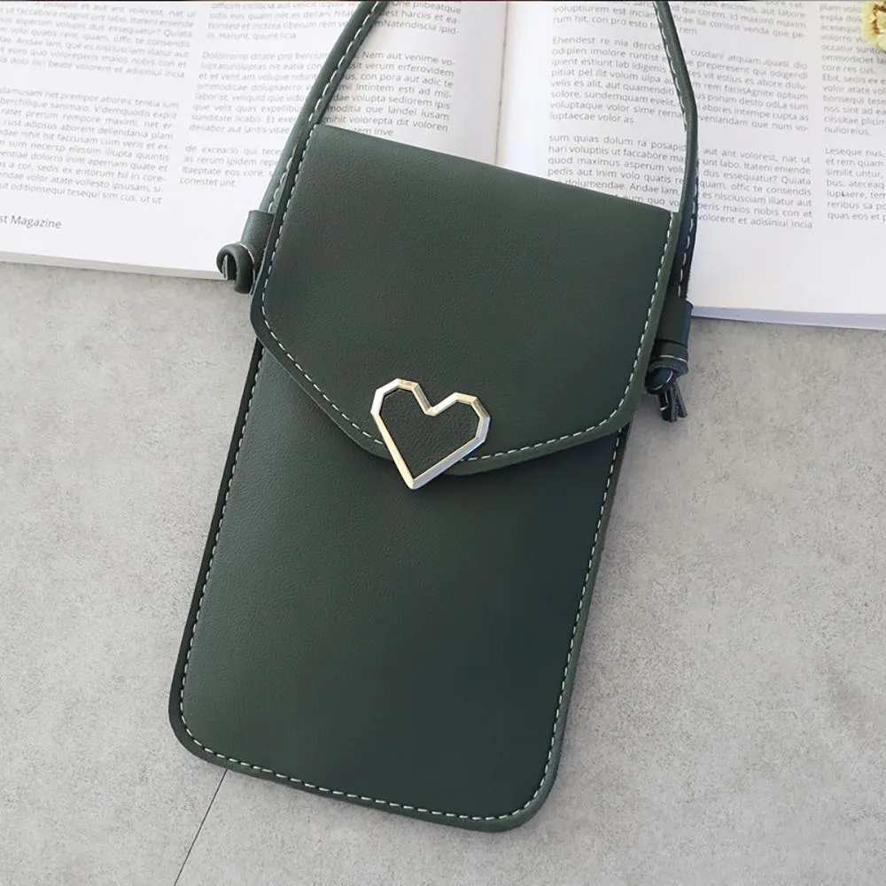 Cellphone Touch Screen Cross-body Bag with Heart Lock