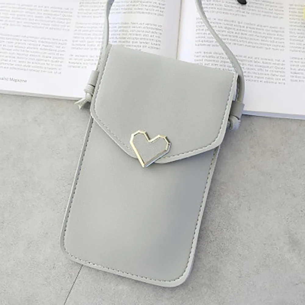 Cellphone Touch Screen Cross-body Bag with Heart Lock