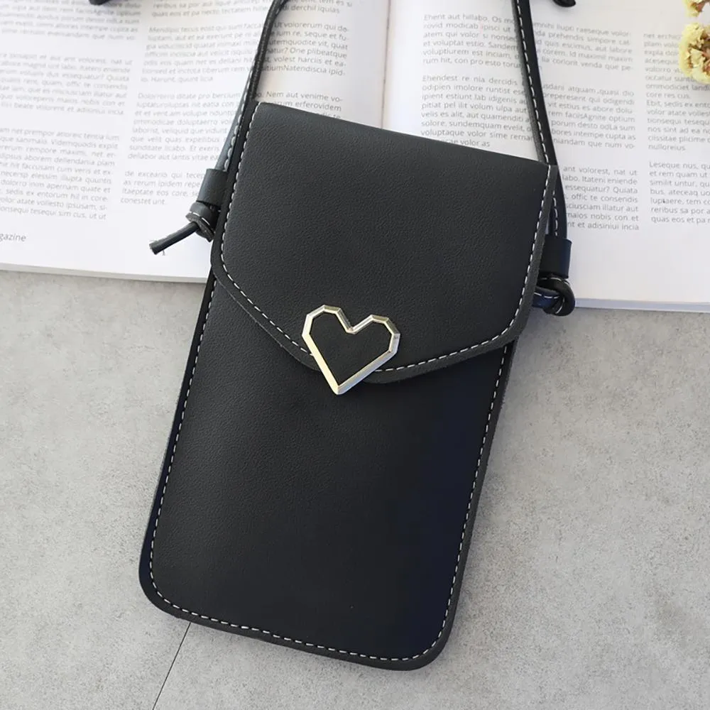 Cellphone Touch Screen Cross-body Bag with Heart Lock