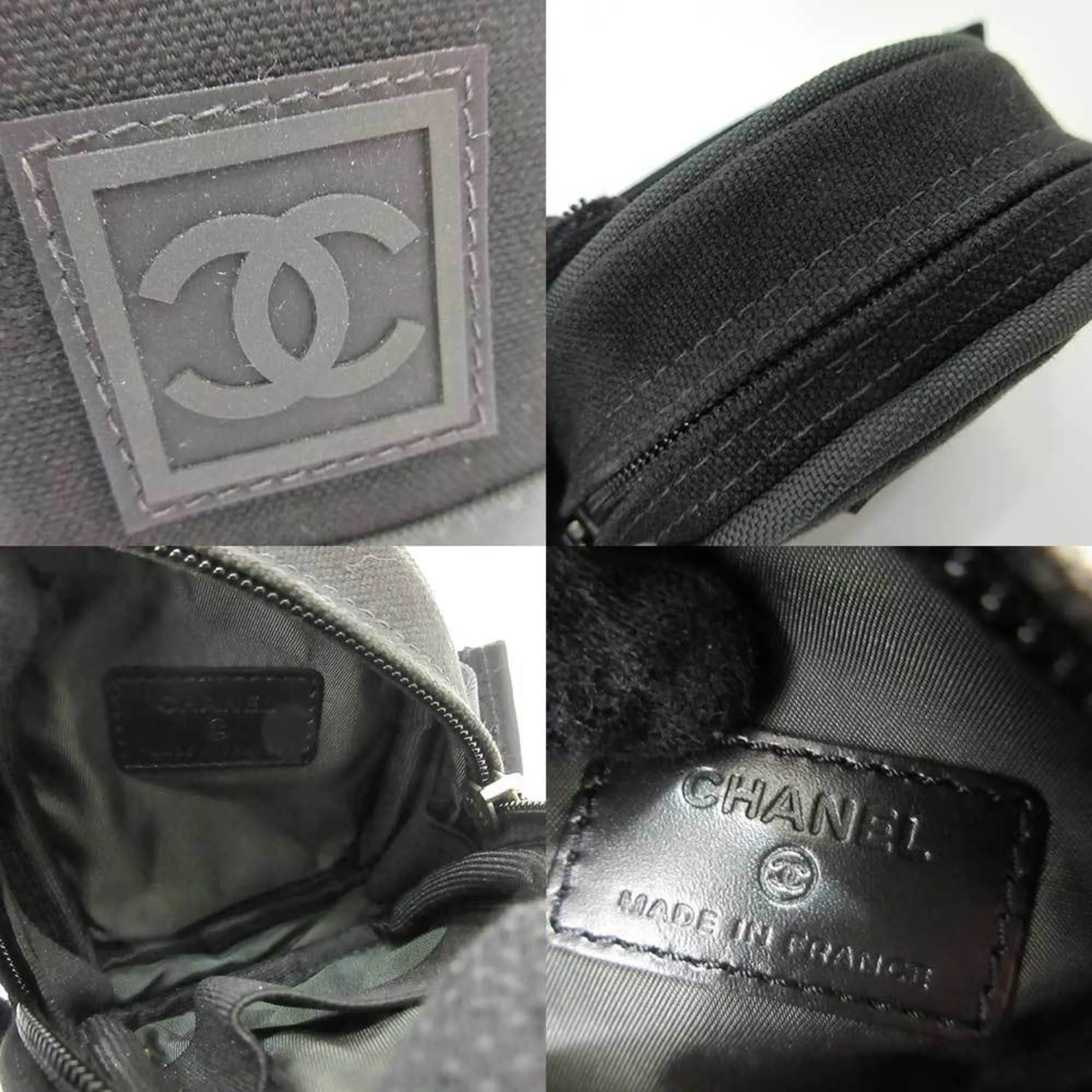 CHANEL Accessory Sports Line Arm Pouch Black Mini Coco Mark Men's Women's Rubber Canvas