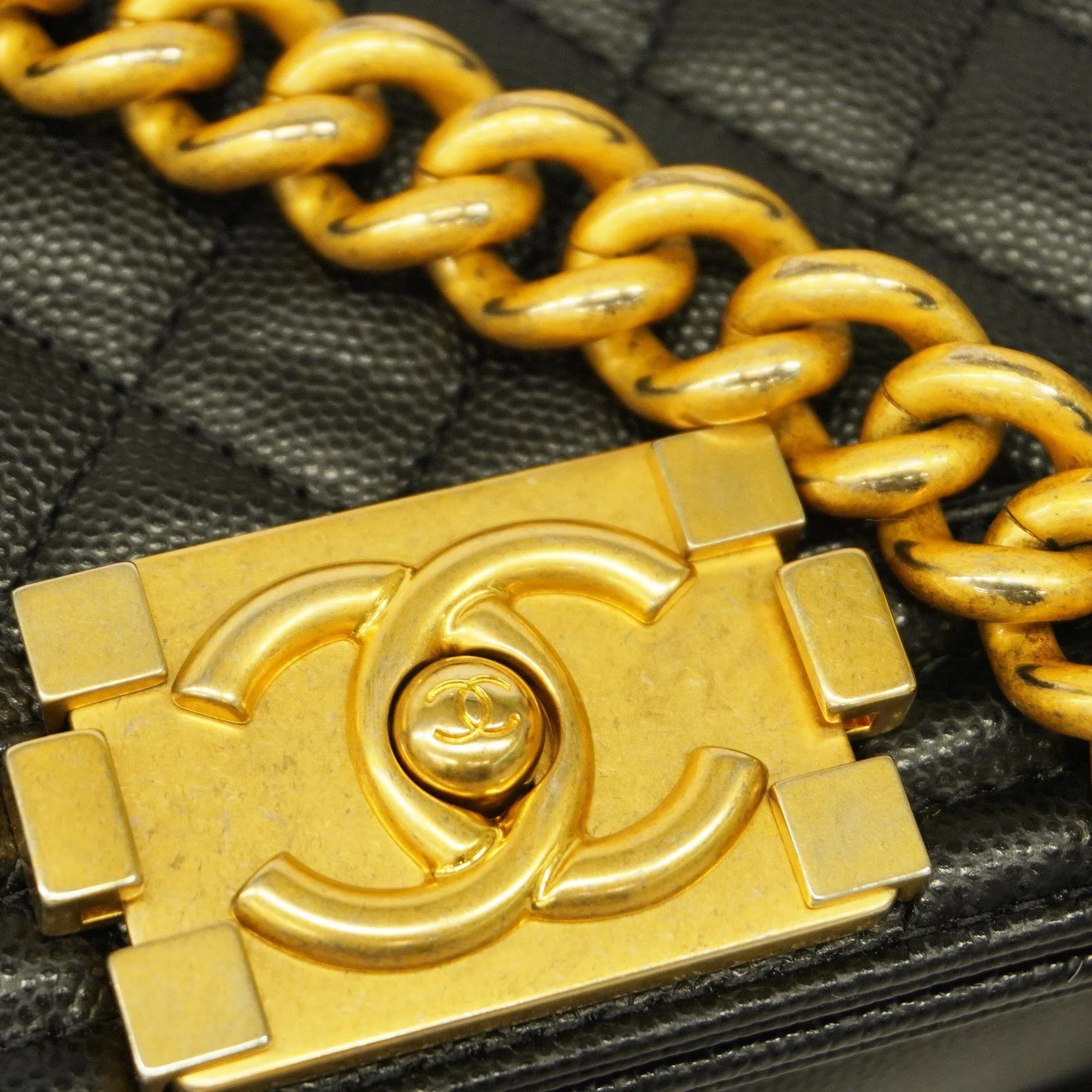 CHANEL  Boy  Chain Shoulder Bag Black