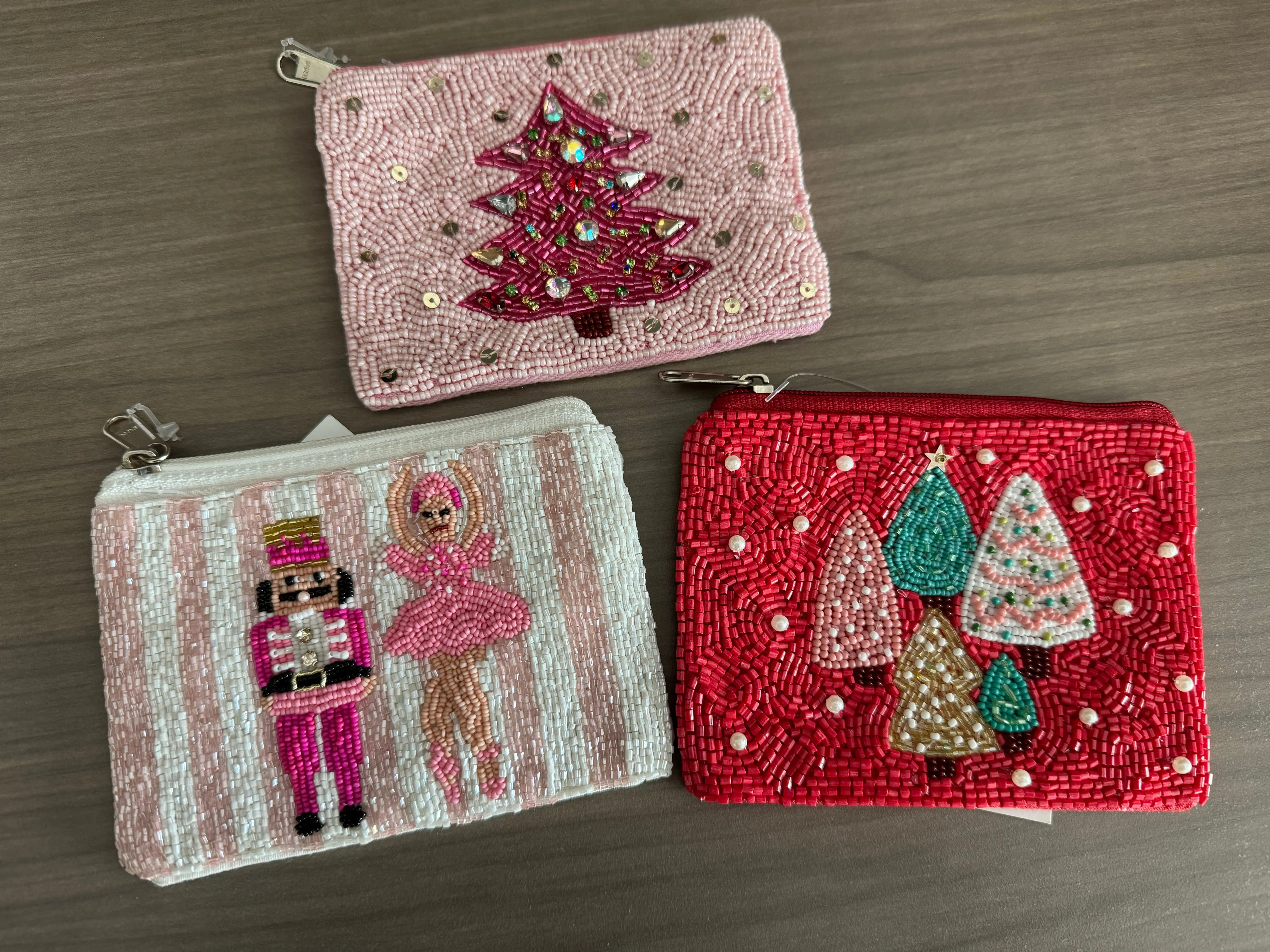 Christmas Seed Bead Coin Purses