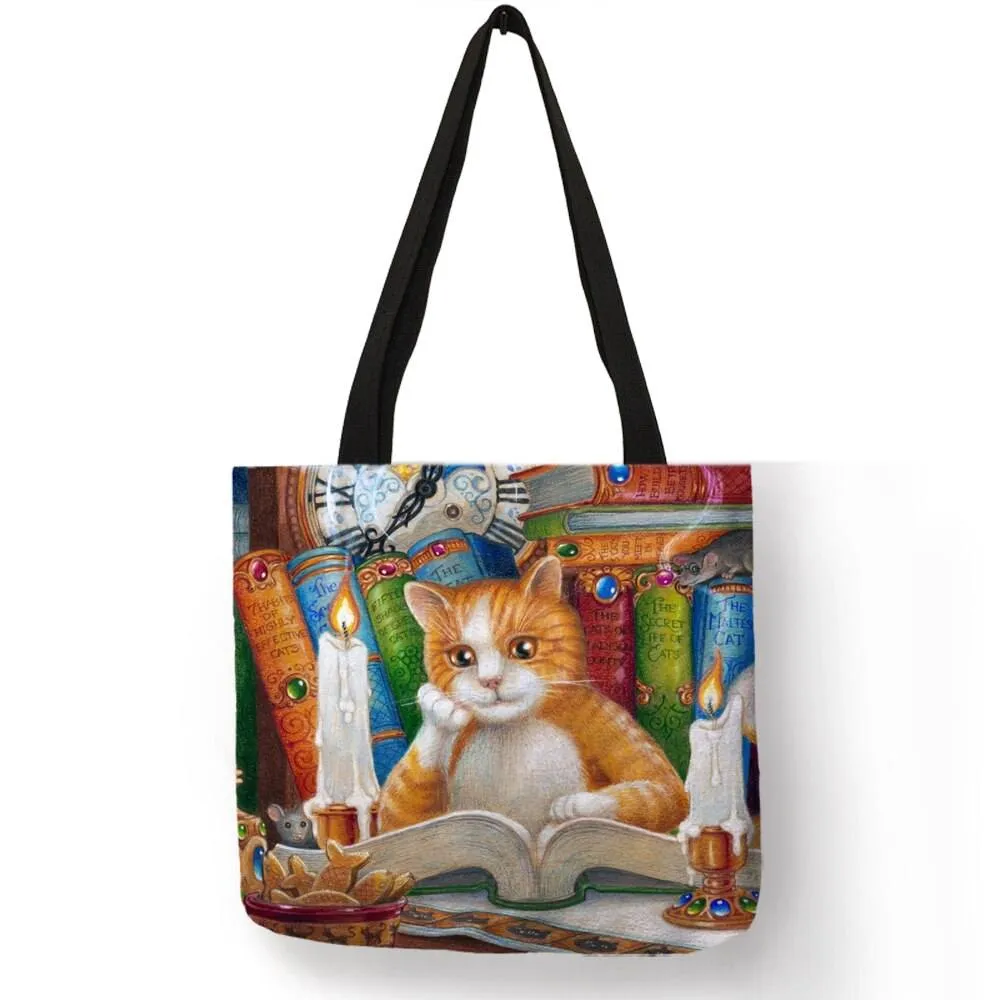 Classic Paint Print Cats Reusable Tote Bag