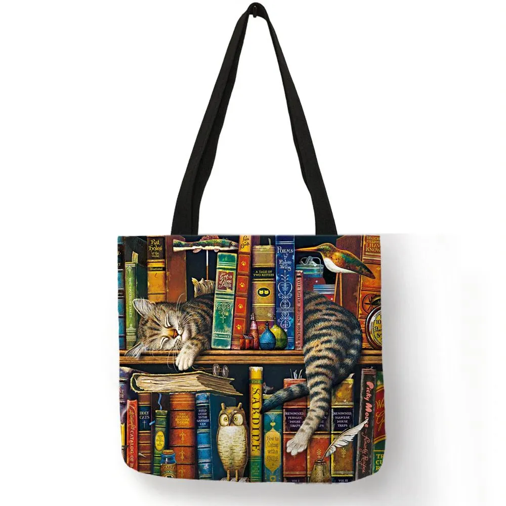 Classic Paint Print Cats Reusable Tote Bag