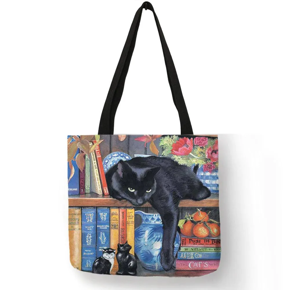 Classic Paint Print Cats Reusable Tote Bag