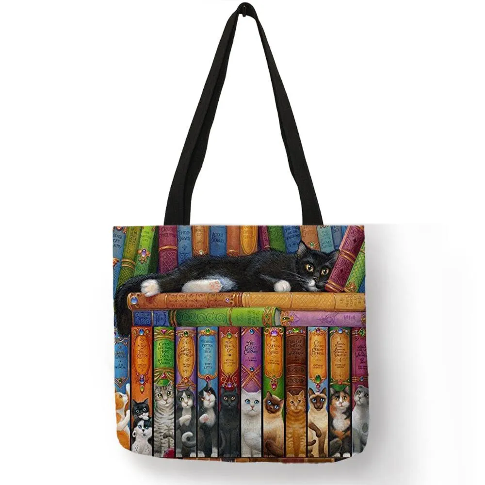 Classic Paint Print Cats Reusable Tote Bag