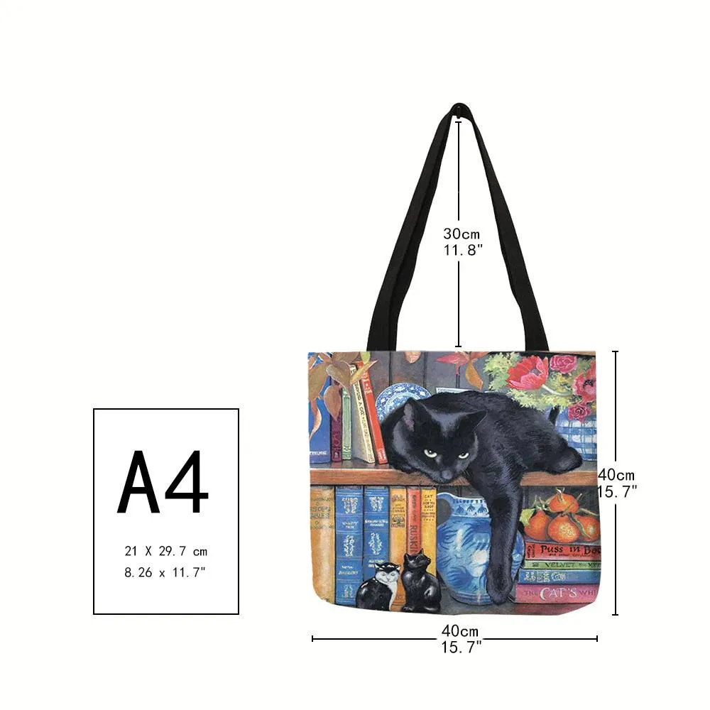 Classic Paint Print Cats Reusable Tote Bag