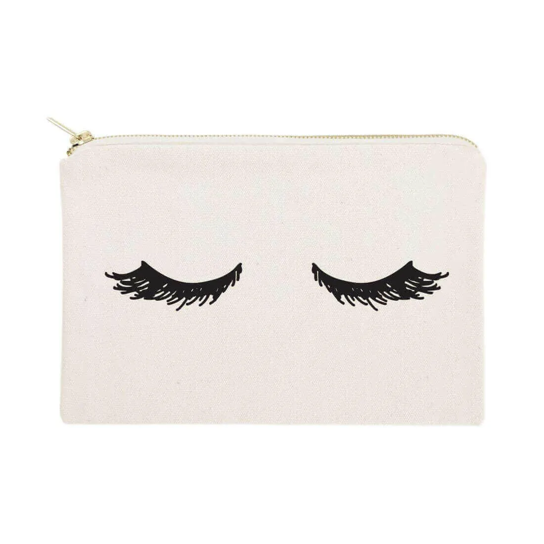 Closed Eyelashes Cotton Canvas Cosmetic Bag