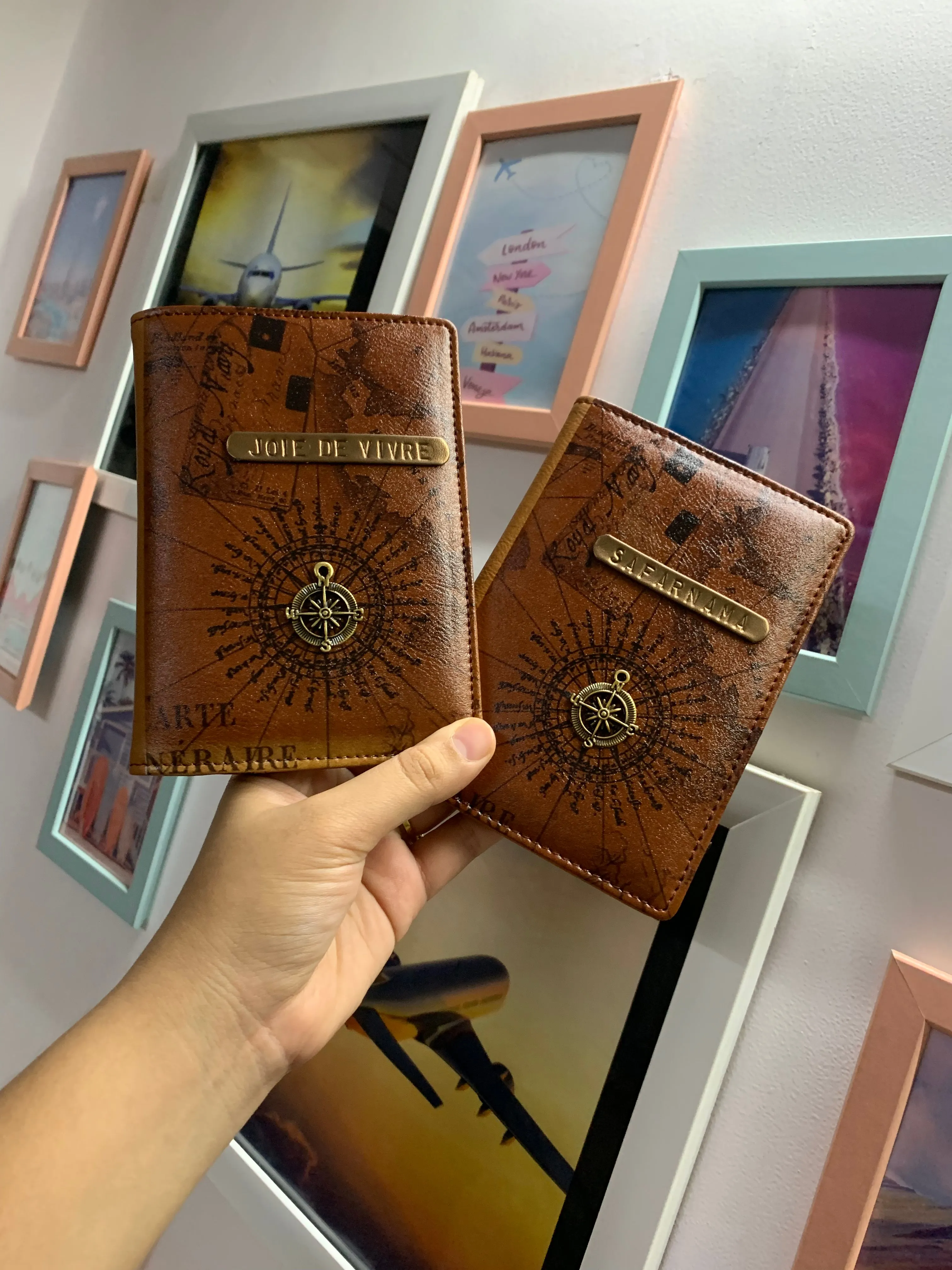 Couple Print Navigation Passport Covers