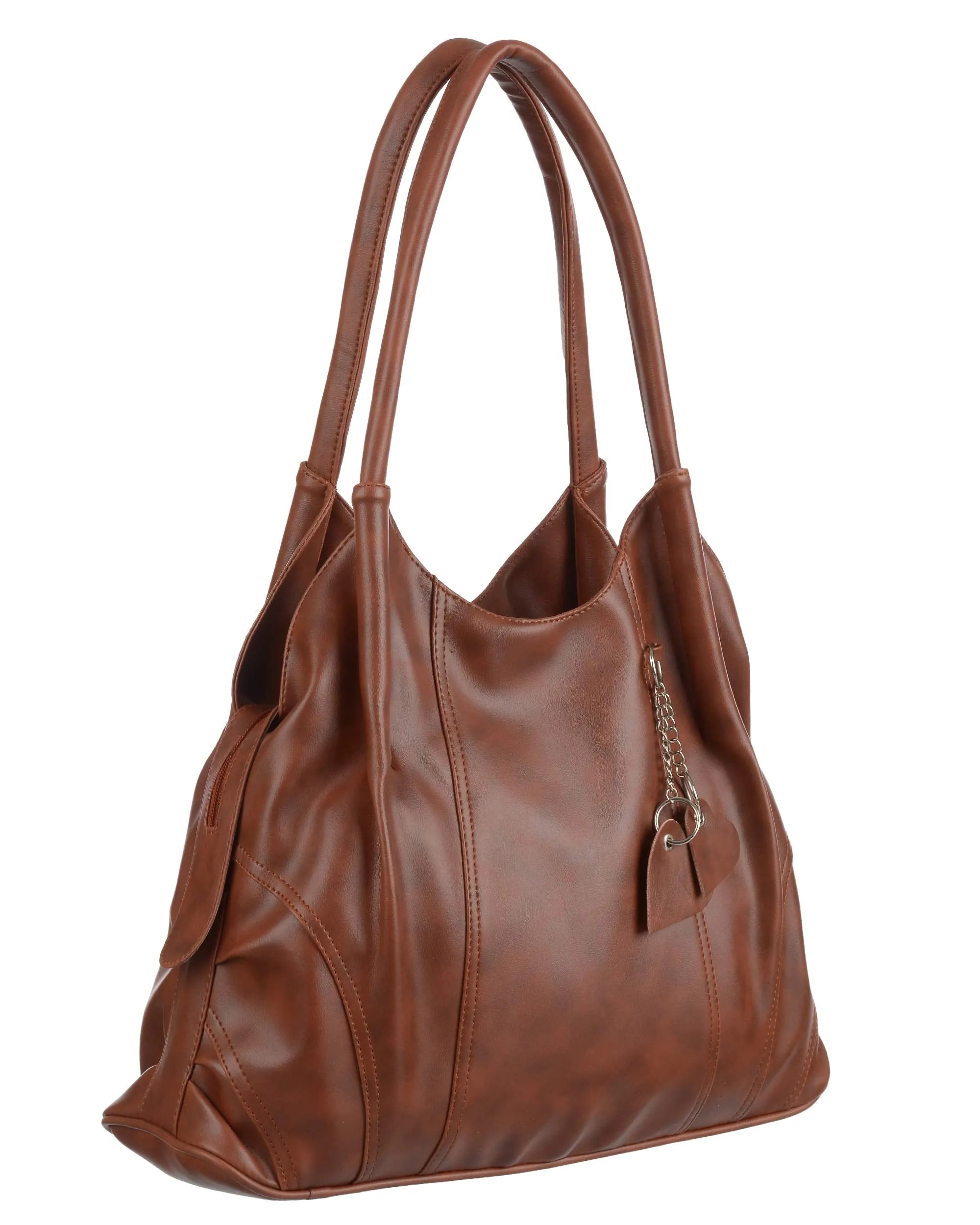 creeper Women's PU Leather Large Capacity Shoulder Hobo Handbag with Top Handle & Multi-Pockets (Brown_CR-001)