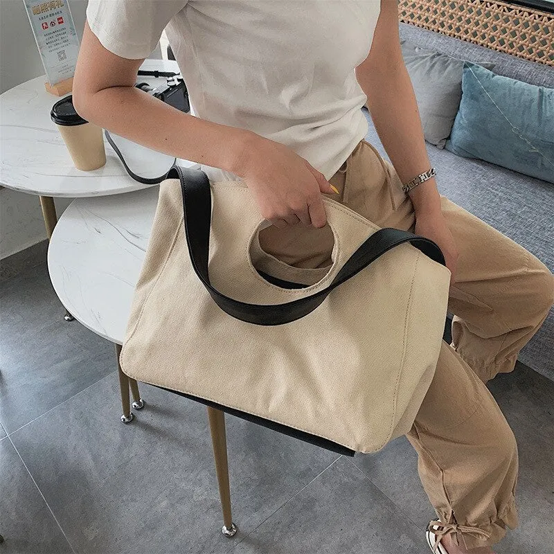 Darianrojas Canvas Bag Female New Trendy Fashion Korean Version of The Wild Portable Canvas Bag Casual One-shoulder Messenger Bag