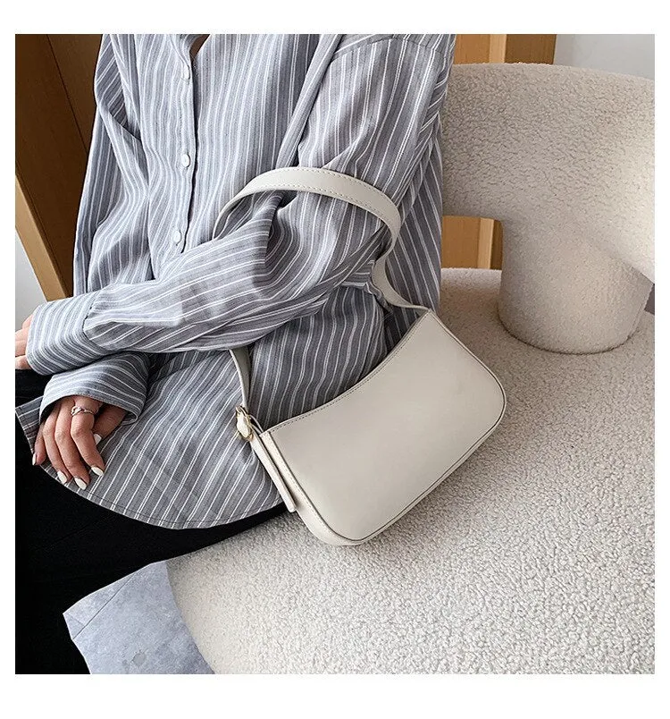 Darianrojas Cute Solid Color Small PU Leather Shoulder Bags for Women Summer Simple Handbags and Purses Female Travel Totes