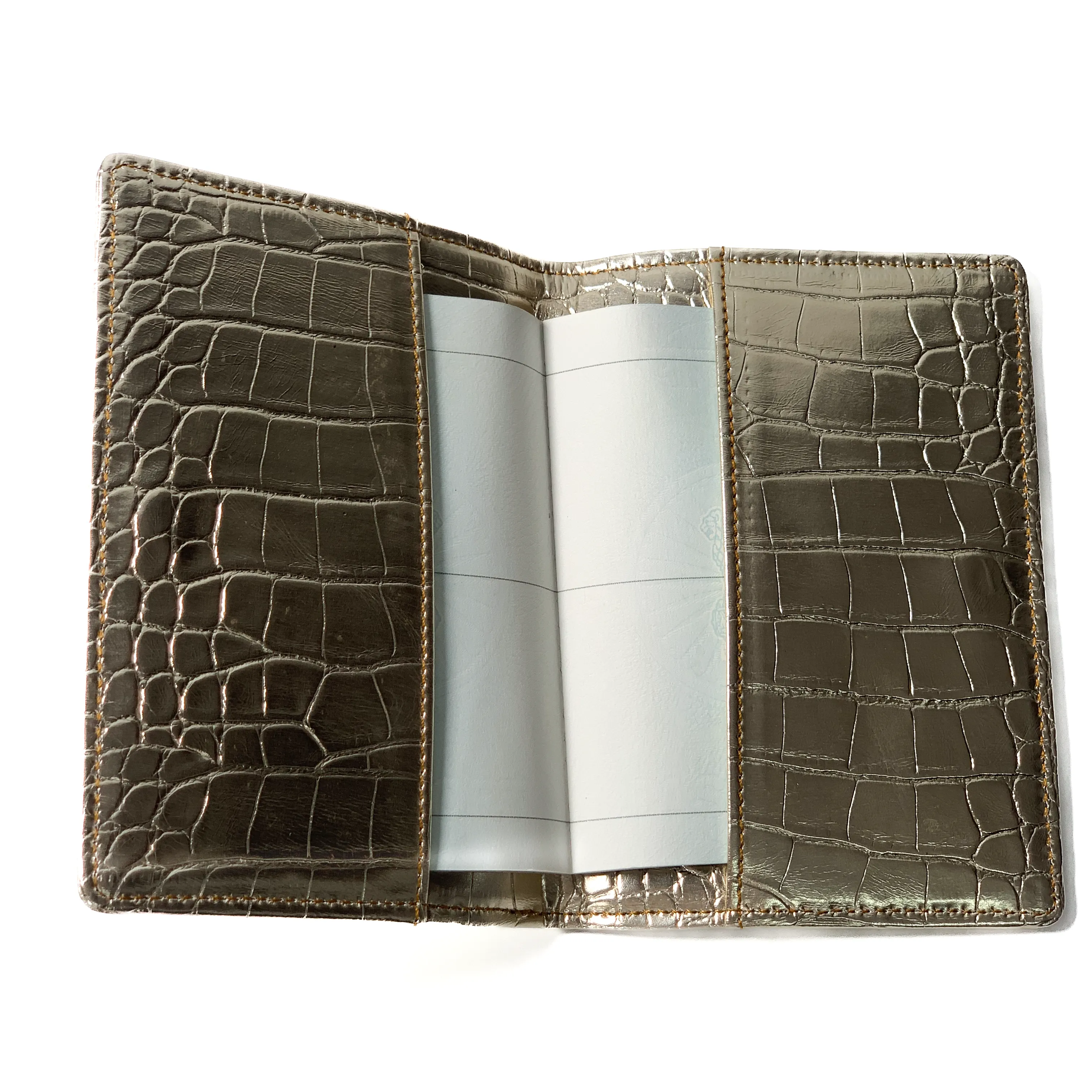 Designer Passport Cover - Golden Croco with Stud Plane