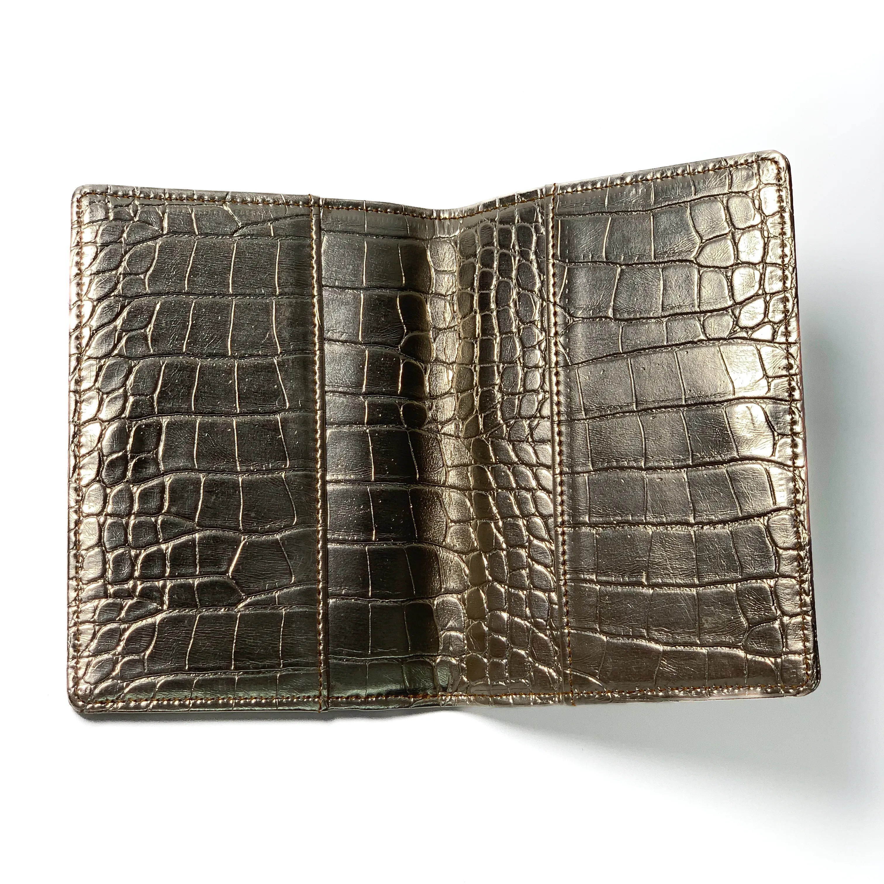 Designer Passport Cover - Golden Croco with Stud Plane