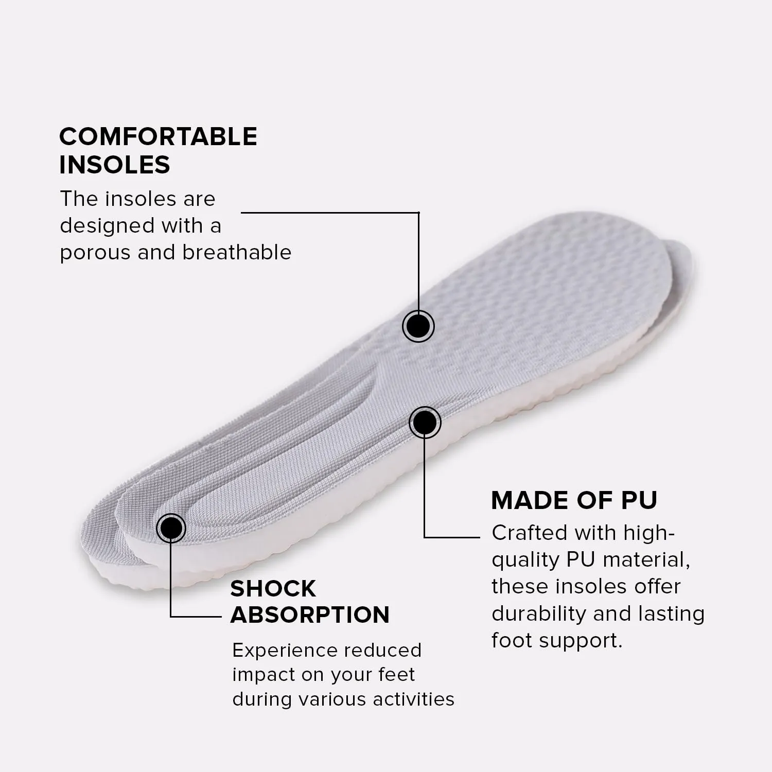 Dr Foot Air-Pillow® Insoles | Comfortable, Porous, and Breathable Insoles for Sports | Shock Absorption for Reduced Impact | Soothing Sensation | Relieves Foot Fatigue | - 1 Pair - (Large Size)