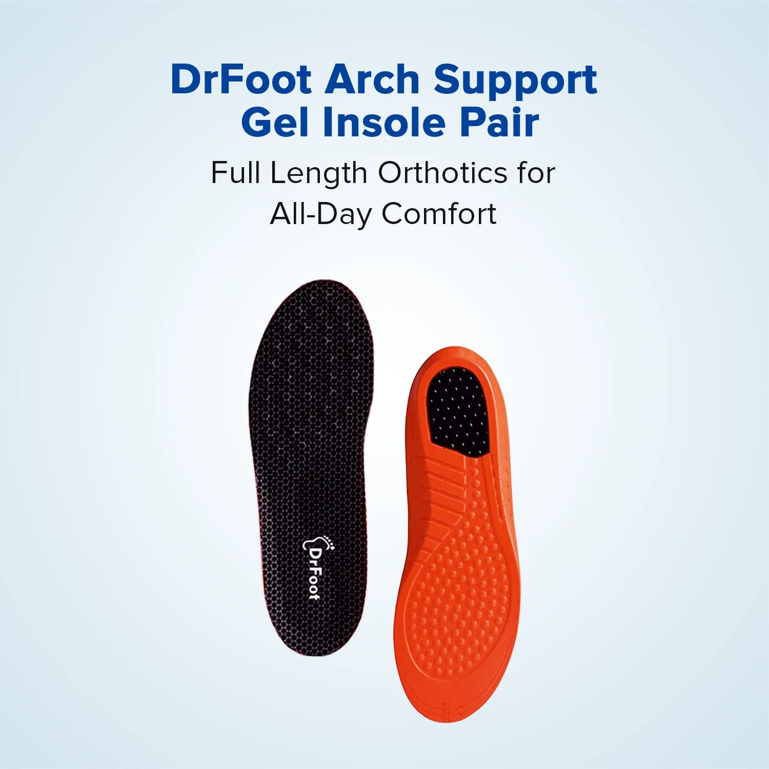 Dr Foot Arch Support Gel Insole Pair | For All-Day Comfort | Shoe Inserts for Flat Feet, High Arch, Foot Pain | Full-Length Orthotics | For Men & Women – 1 Pair (Small Size) (Pack of 3)