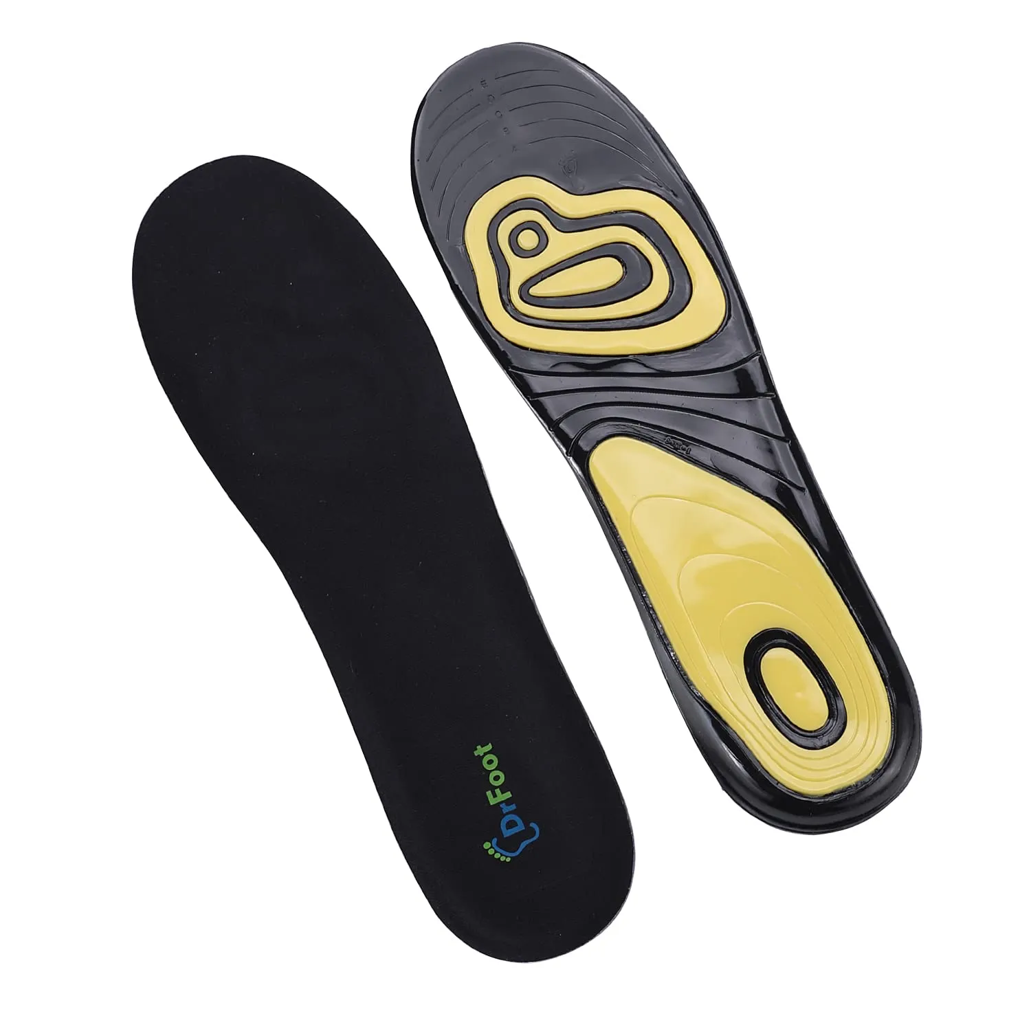 Dr Foot Dual Gel Insoles Anti-Microbial | For Walking, Running, Hiking & Regular Use | All Day Ultra Comfrort & Support & Shock Absorption With Dual Gel Technology | For Men – 1 Pair (Pack of 5)